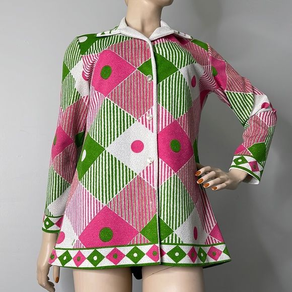 Vintage 1970s Abstract Polyester Button Front Top - Picture 15 of 16